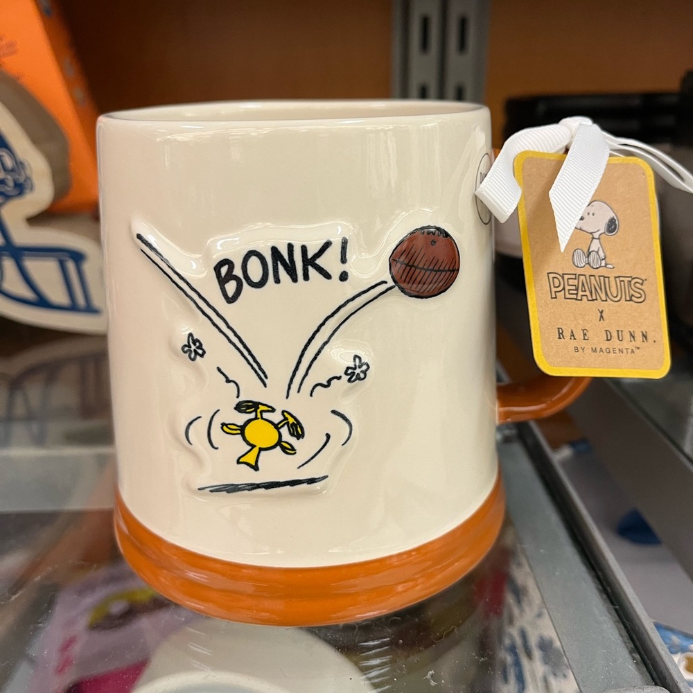 Peanuts Snoopy Football Cream and Orange Mug Rae Dunn